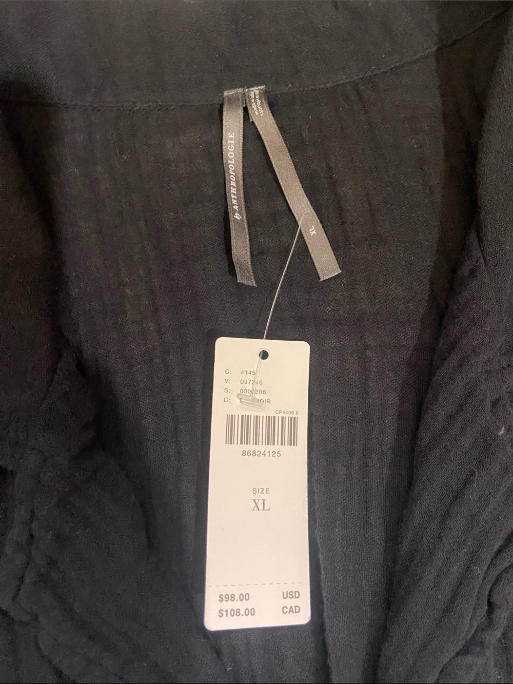 Anthropologie Lucia Sheer Midi Dress  Black Button-Front Shirt Dress Size XL - Picture 12 of 16